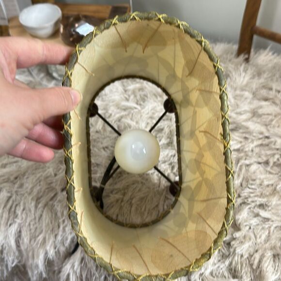 Green Guyabano & Cocoa Leaf Small Oval Accent Table Lamp Natural Boho - Picture 7 of 17